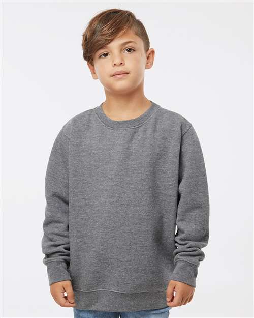 LAT 2225 Youth Crewneck Sweatshirt - Granite Heather - model front