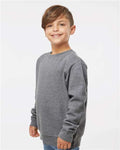 LAT 2225 Youth Crewneck Sweatshirt - Granite Heather - model side
