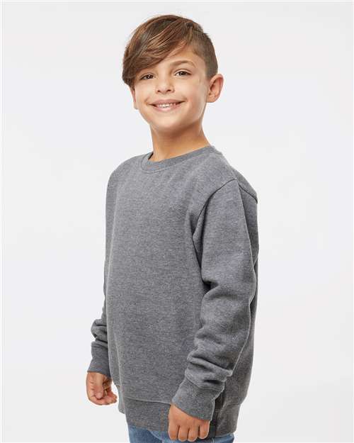 LAT 2225 Youth Crewneck Sweatshirt - Granite Heather - model side