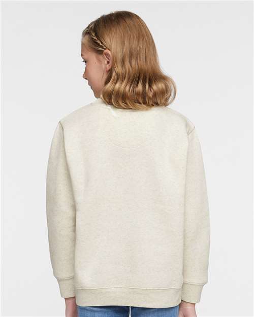 LAT 2225 Youth Crewneck Sweatshirt - Natural Heather - model back