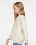 LAT 2225 Youth Crewneck Sweatshirt - Natural Heather - model side