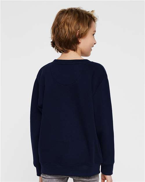 LAT 2225 Youth Crewneck Sweatshirt - Navy - model back