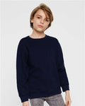LAT 2225 Youth Crewneck Sweatshirt - Navy - model front