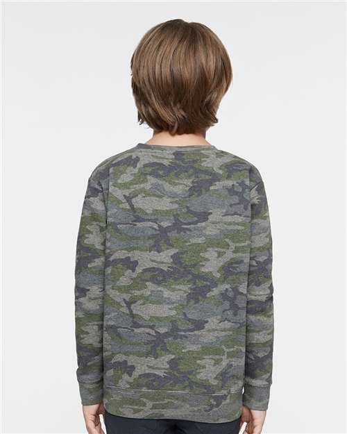 LAT 2225 Youth Crewneck Sweatshirt - Vintage Camo - model back