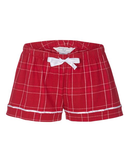 Boxercraft BW6501 Women's Flannel Shorts - Crimson Field Day Plaid - front