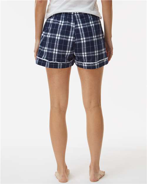 Boxercraft BW6501 Women's Flannel Shorts - Navy/ Silver Plaid - model back