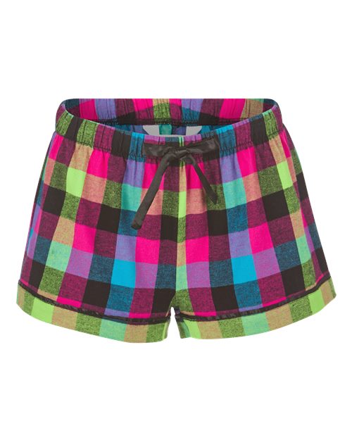 Boxercraft BW6501 Women's Flannel Shorts - Neon Buffalo - front