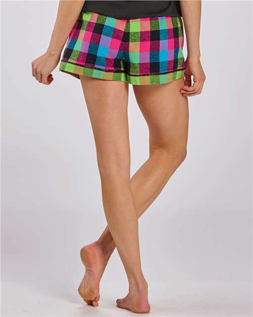 Boxercraft BW6501 Women's Flannel Shorts - Neon Buffalo - model back