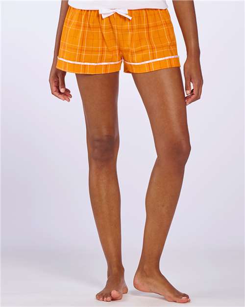 Boxercraft BW6501 Women's Flannel Shorts - Orange Field Day Plaid - model front