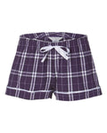 Boxercraft BW6501 Women's Flannel Shorts - Purple/ White Plaid - front