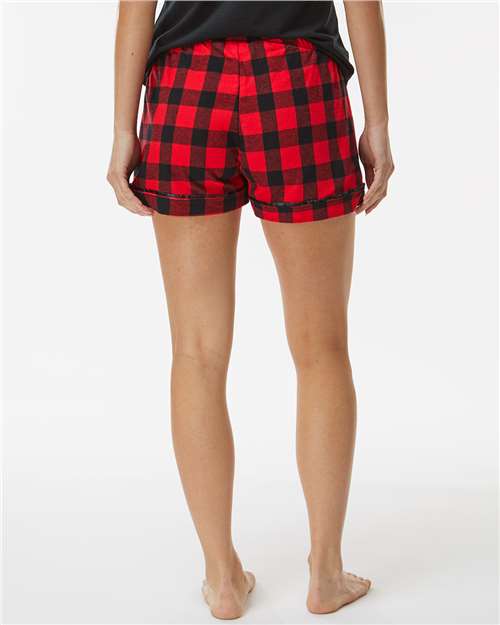 Boxercraft BW6501 Women's Flannel Shorts - Red/ Black Buffalo - model back