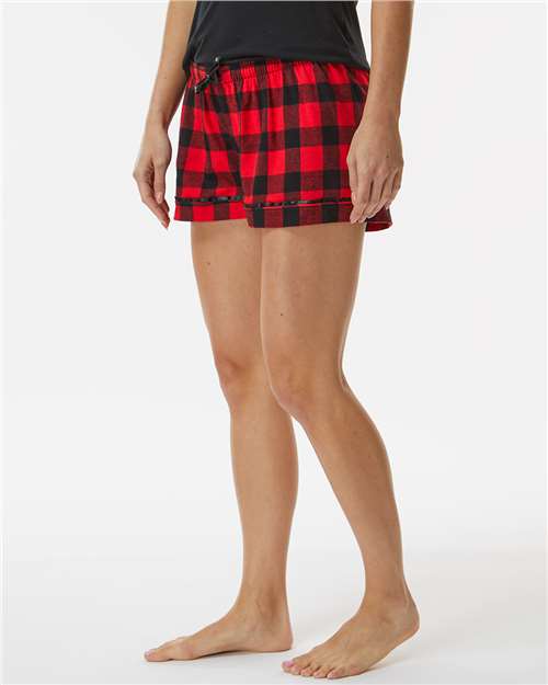 Boxercraft BW6501 Women's Flannel Shorts - Red/ Black Buffalo - model side