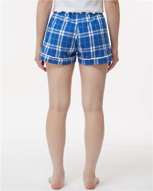 Boxercraft BW6501 Women's Flannel Shorts - Royal/ Silver Plaid - model back