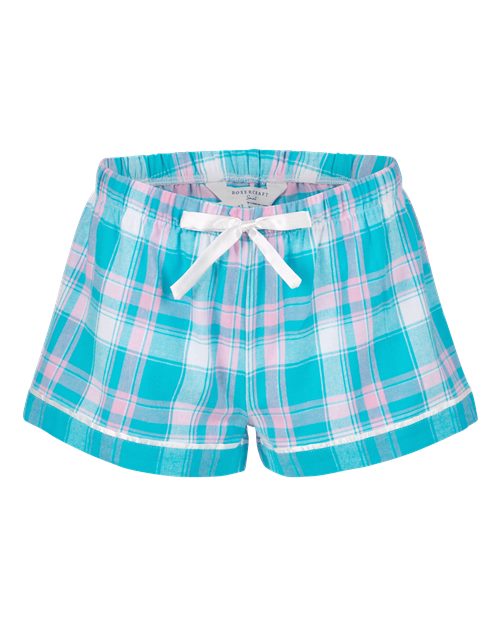Boxercraft BW6501 Women's Flannel Shorts - Teal Sophia Plaid - front