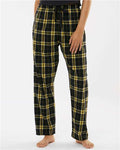 Boxercraft BW6620 Women's Haley Flannel Pants - Black/ Gold - model front