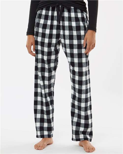 Boxercraft BW6620 Women's Haley Flannel Pants - Black/ White Buffalo Plaid - model front