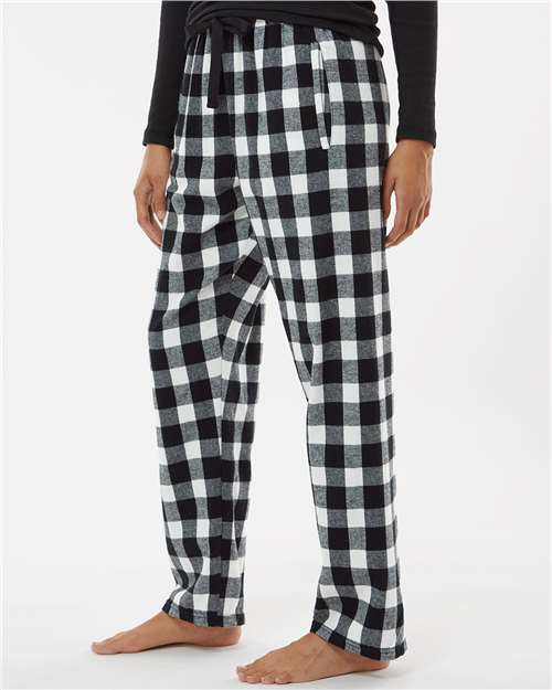 Boxercraft BW6620 Women's Haley Flannel Pants - Black/ White Buffalo Plaid - model side