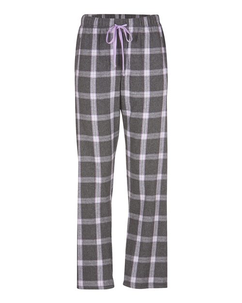 Boxercraft BW6620 Women's Haley Flannel Pants - Charcoal Lavender Tomboy Plaid - front