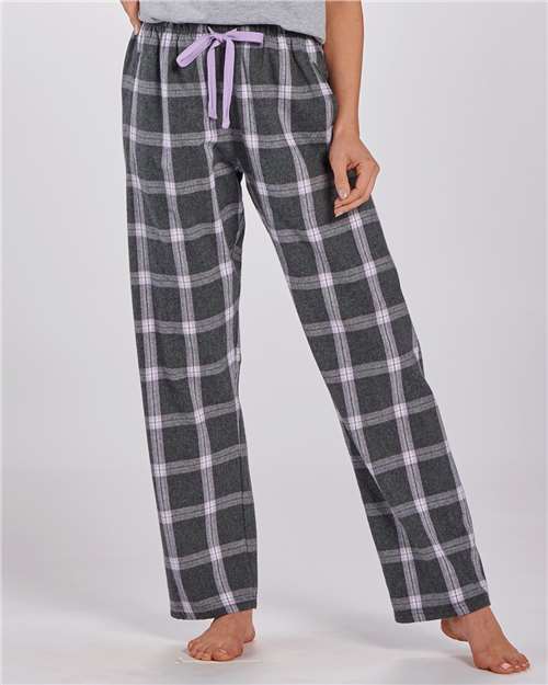 Boxercraft BW6620 Women's Haley Flannel Pants - Charcoal Lavender Tomboy Plaid - model front