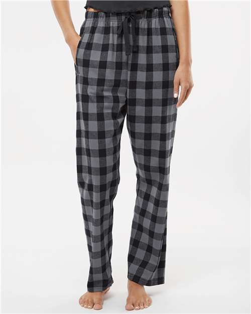 Boxercraft BW6620 Women's Haley Flannel Pants - Charcoal/ Black Buffalo - model front