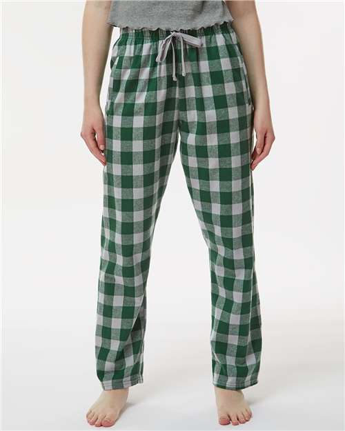 Boxercraft BW6620 Women's Haley Flannel Pants - Green/ Oxford Buffalo - model front