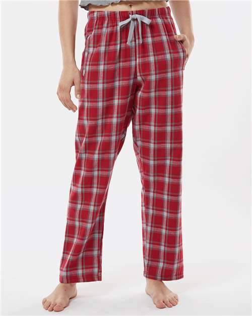 Boxercraft BW6620 Women's Haley Flannel Pants - Heritage Garnet Plaid - model front