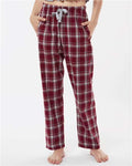 Boxercraft BW6620 Women's Haley Flannel Pants - Heritage Maroon Plaid - model front