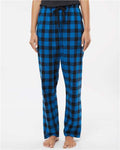 Boxercraft BW6620 Women's Haley Flannel Pants - Royal/ Black Buffalo - model front