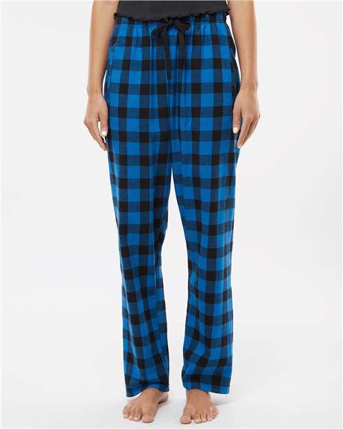 Boxercraft BW6620 Women's Haley Flannel Pants - Royal/ Black Buffalo - model front