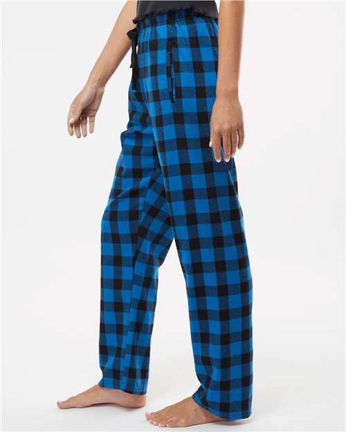 Boxercraft BW6620 Women's Haley Flannel Pants - Royal/ Black Buffalo - model side