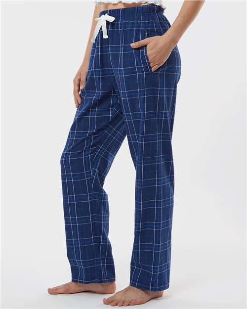 Boxercraft BW6620 Women's Haley Flannel Pants - Navy Field Day Plaid - model side