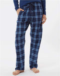 Boxercraft BW6620 Women's Haley Flannel Pants - Navy/ Columbia Plaid - model front