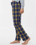 Boxercraft BW6620 Women's Haley Flannel Pants - Navy/ Gold - model side