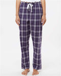 Boxercraft BW6620 Women's Haley Flannel Pants - Purple/ White Plaid - model front