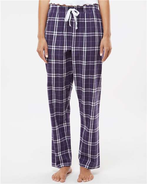 Boxercraft BW6620 Women's Haley Flannel Pants - Purple/ White Plaid - model front