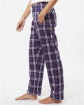 Boxercraft BW6620 Women's Haley Flannel Pants - Purple/ White Plaid - model side