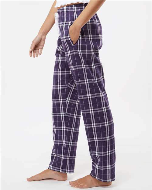 Boxercraft BW6620 Women's Haley Flannel Pants - Purple/ White Plaid - model side