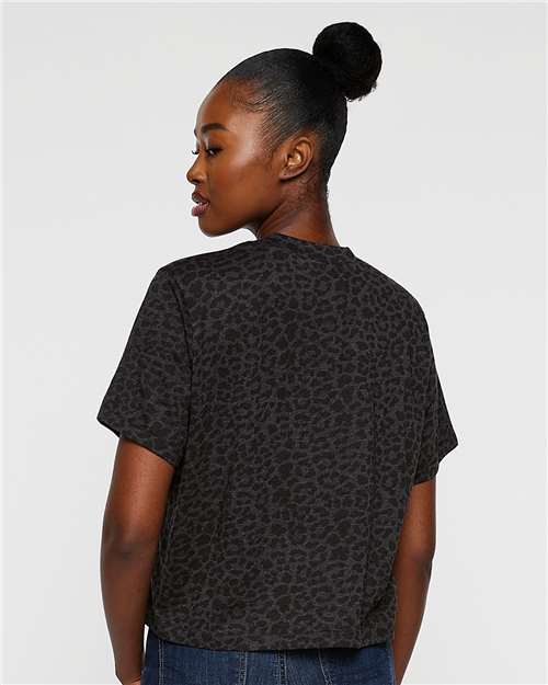 LAT 3518 Women's Boxy Tee - Black Leopard - model back