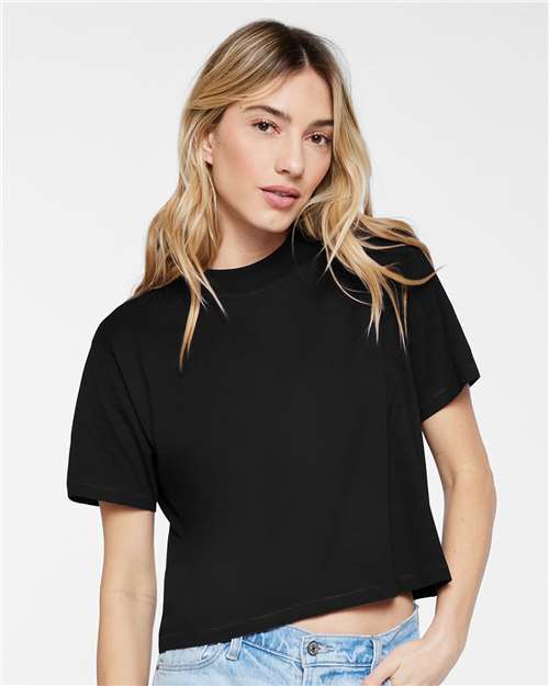 LAT 3518 Women's Boxy Tee - Blended Black - model front