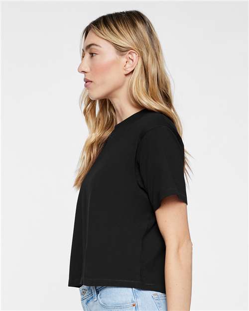 LAT 3518 Women's Boxy Tee - Blended Black - model side