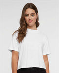 LAT 3518 Women's Boxy Tee - Blended White - model front