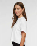 LAT 3518 Women's Boxy Tee - Blended White - model side