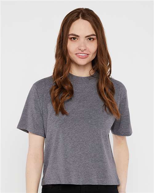 LAT 3518 Women's Boxy Tee - Granite Heather - model front