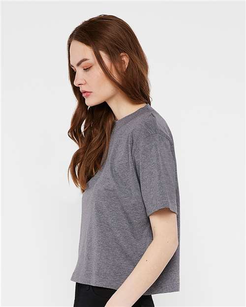 LAT 3518 Women's Boxy Tee - Granite Heather - model side