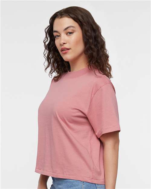 LAT 3518 Women's Boxy Tee - Mauvelous - model side