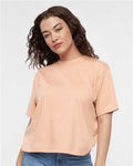 LAT 3518 Women's Boxy Tee - Peachy - model front