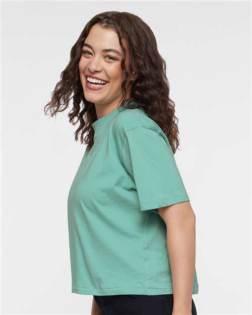 LAT 3518 Women's Boxy Tee - Saltwater - model side