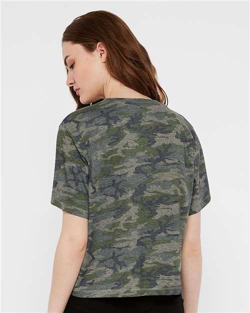 LAT 3518 Women's Boxy Tee - Vintage Camo - model back