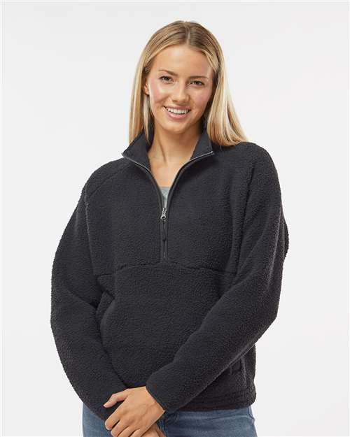 Boxercraft BW8501 Women's Everest Half-Zip Pullover - Black - model front