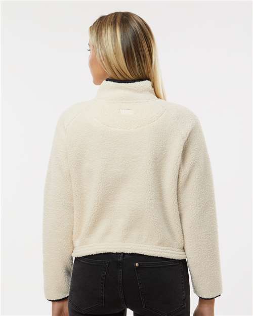 Boxercraft BW8501 Women's Everest Half-Zip Pullover - Natural/ Black - model back